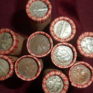 Wheat Cent Roll With Mercury Dime & Indian Head Enders!!!